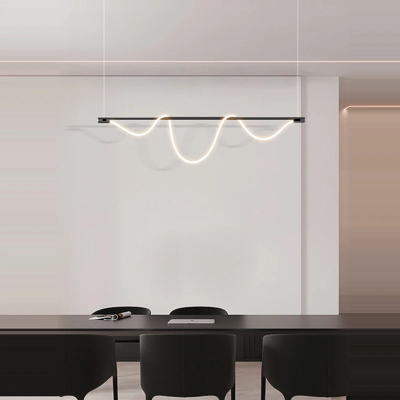 LED Dimmable Black Gold Chrome Music Notes Ceiling Chandelier Lighting New Trend Hanging Lamps Lustres For Living Room