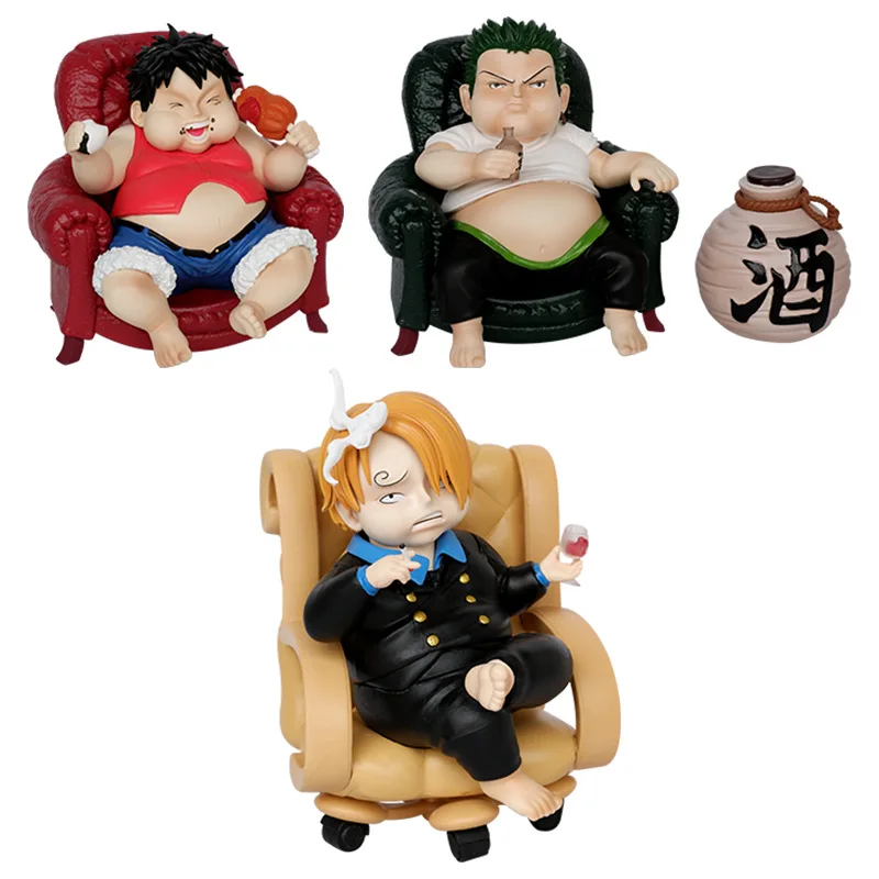 

13-18cm One Piece Action Figure Luffy Zoro Sanji Sitting Fat House Serie Figurine Statue PVC Model Room Ornament Toy Doll Gift