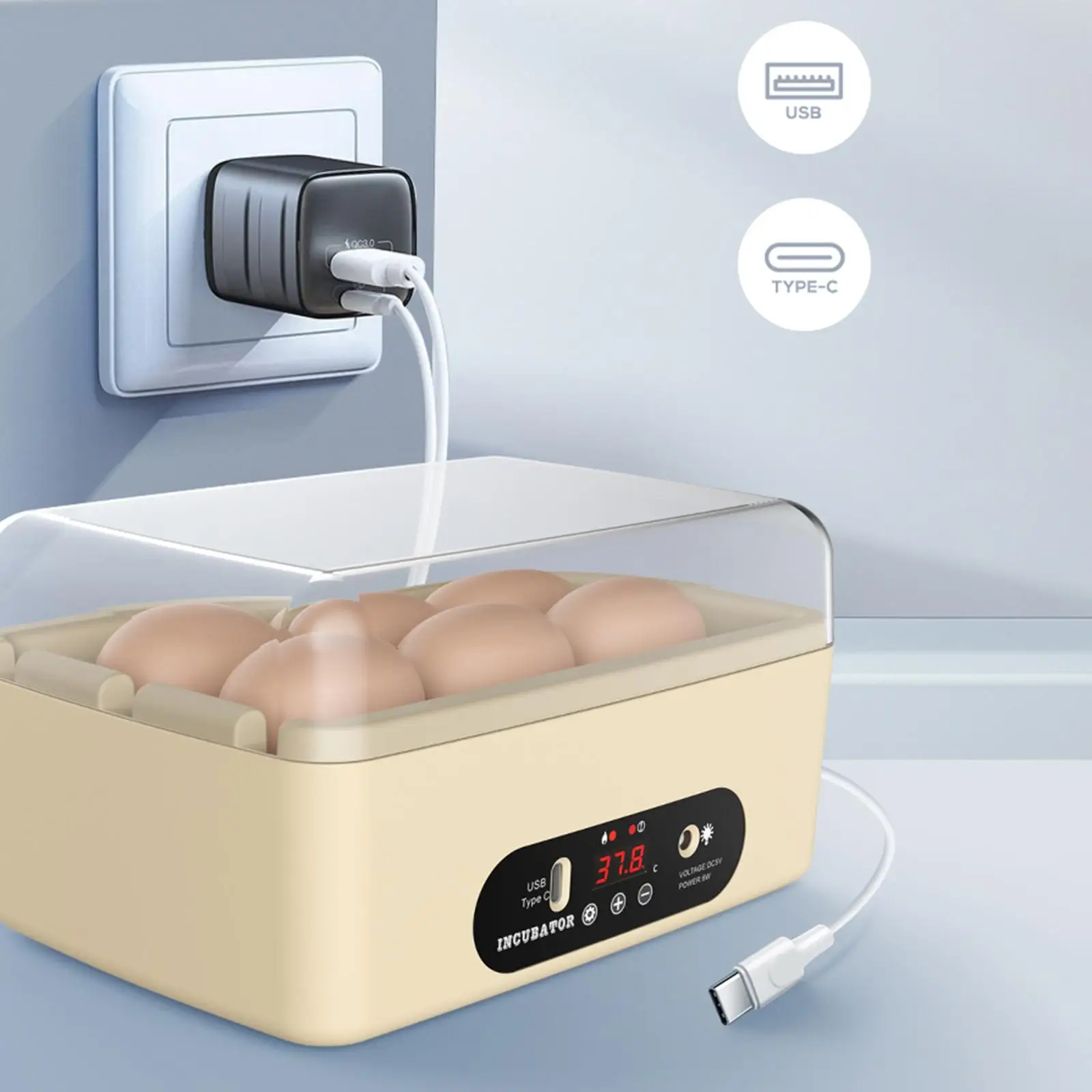 6 Eggs Automatic Egg Incubator Poultry Hatching Machine Mini Turning Temperature Control Breeder for Chicken Birds Duck Goose egg incubator