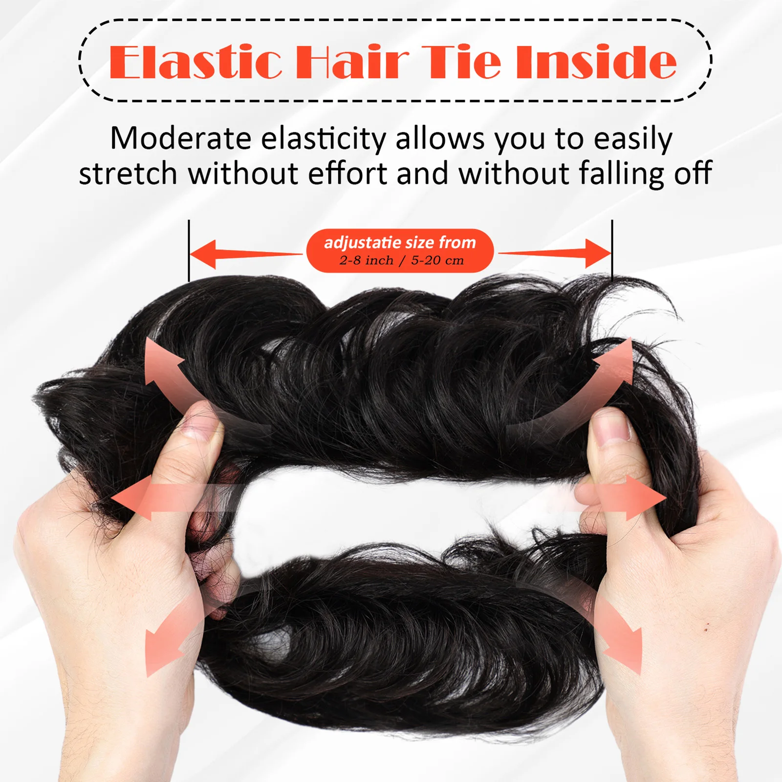 Black Human Hair Messy Hair Bun Curly Chignon Extensions With Rubber Band 100% Human Messy Bun Piece for Women
