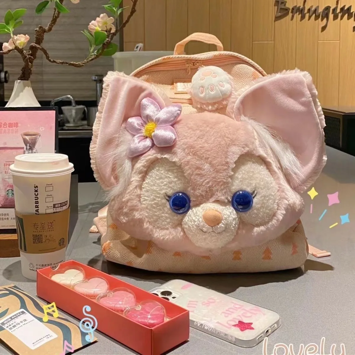 [High Quality] Shirley Rose Backpack Backpack Single Shoulder Crossbody Bag Cute Big Face Bag Duffy Doll Bag