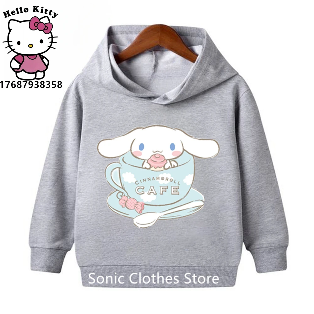 

Cinnamoroll Толстовка детская одежда для девочек Sanrio толстовки Kawaii пуловер Аниме Мультфильмы для мальчиков детей повседневные топы Hello Kitty