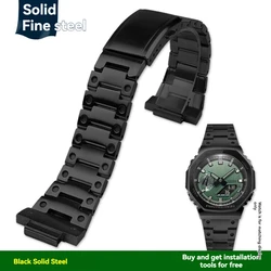 Stainless Steel Octagonal Watch Band Replacement for Casio G - SHOCK (Silver/Black/Gold) (Black - strap)