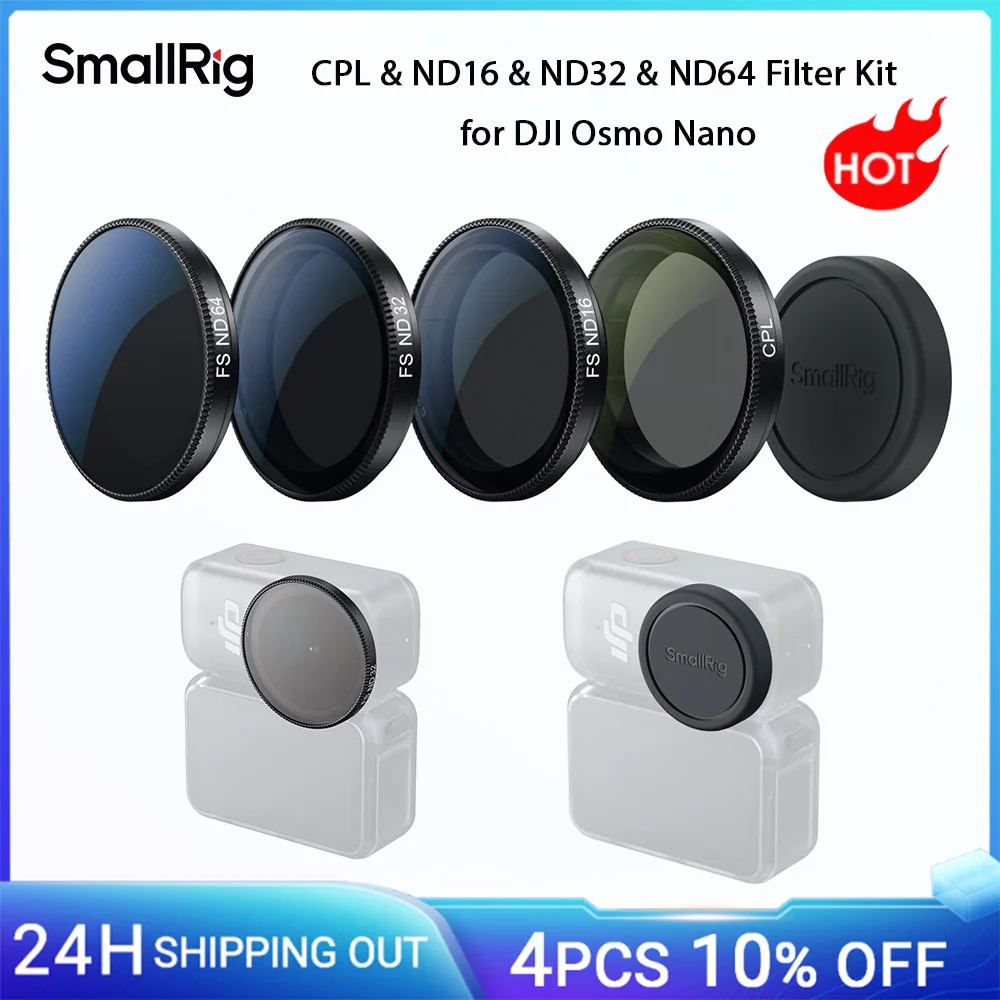 SmallRig CPL & ND16 and ND32 & ND64 Filter Kit for DJI Osmo Nano Multi-Coated Optical Glass with Silicone Filter Cover -5787