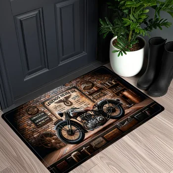 Tappeto da club con motivo motociclistico retrò Zerbino antiscivolo in poliestere 100% lavabile molto adatto per decorare tappeti nel soggiorno 1