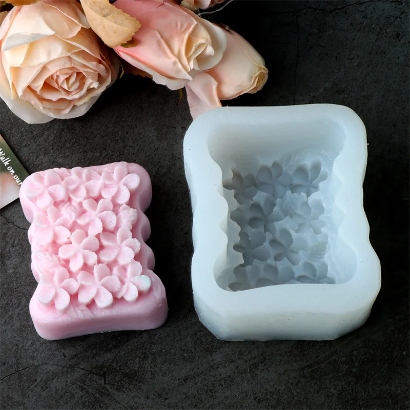 Flat floral pattern relief silicone soap mold DIY lily peony floral fragrance soap make tool silicone mold