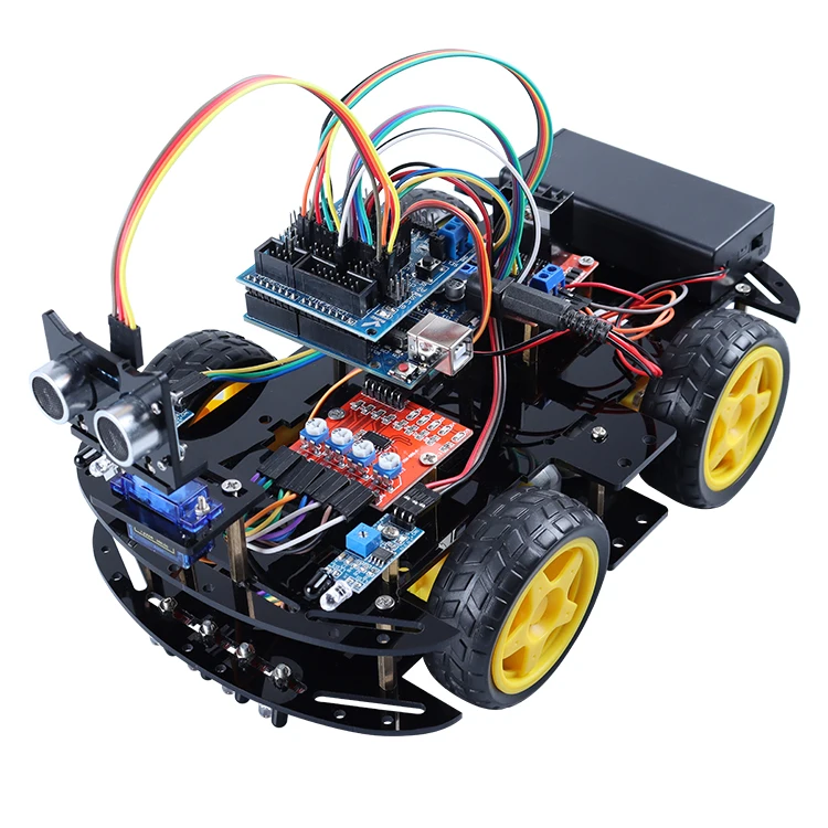 

Factory 4WD Robot Kit Smart Robot Car Obstacle Avoidance DIY Robotic Kit C/C++ Programming Starter Kit For ArduIDE