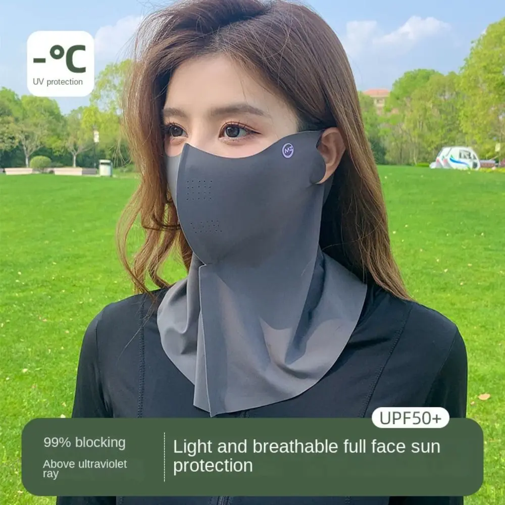 Women Traceless Mask Ice Silk Anti-UV Facemask Sport Sunscreen Mask Summer Cycling Sun Protection Breathable Thin Cover Face