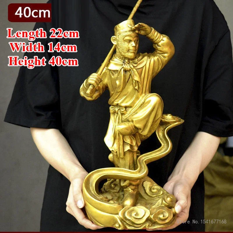 Copper Sun Wukong Qi Tian Da Sheng Buddha Statue Home Feng Shui Crafts Decoration Living Room Buddha Hall, Monkey Sculpture, 1Pc