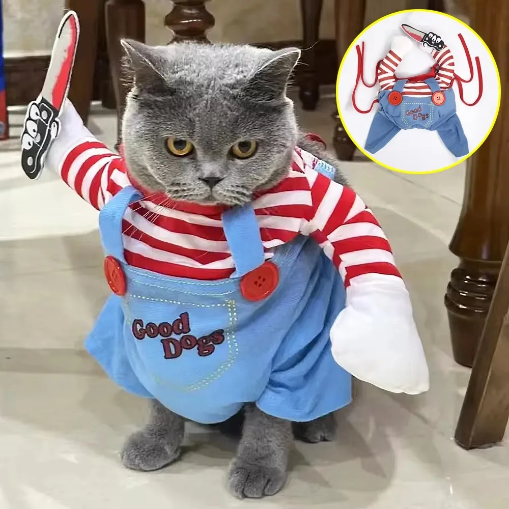 휴일 노벨티 처키 죽은 애완견 코스튬, 재미있는 의류 액세서리, 애완 동물 할로윈 코스프레 무서운 소품, 고양이 의상