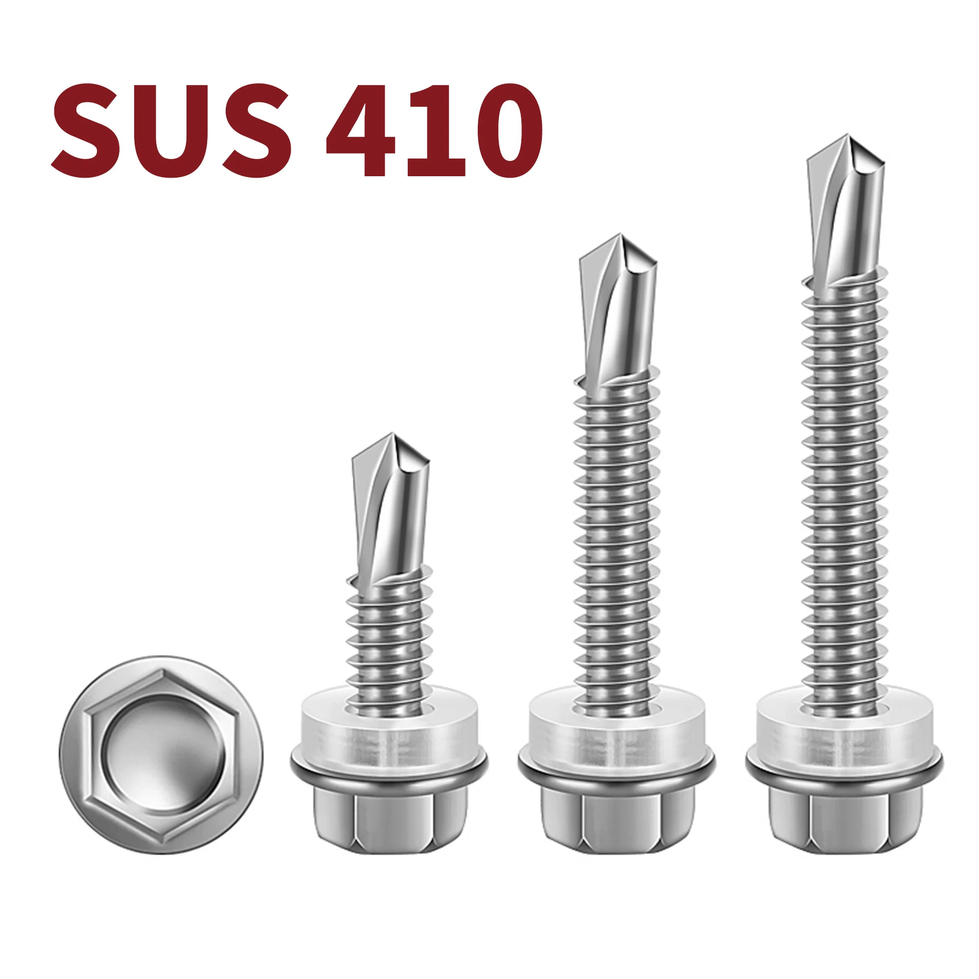 Tacoma Screw Products | #10-16 X 3/4" Hex Washer Head Self-Drilling Screws 410 Stainless Steel Type 3 Point 100/PKG