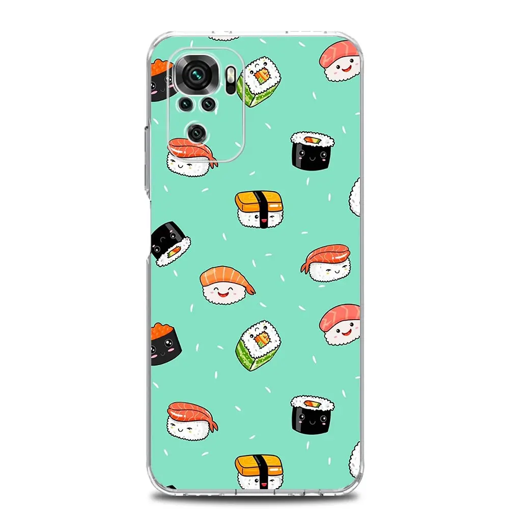 Clear Soft TPU Phone Case with Cute Cartoon Sushi Design