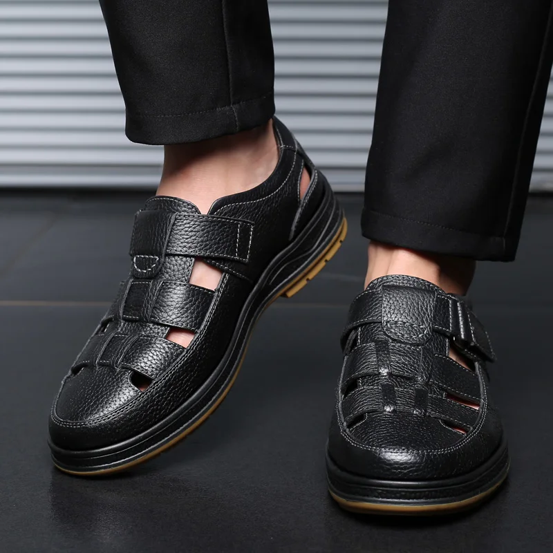 صيف جديد الراحة الرجال الصنادل جلد طبيعي الأعمال ح...