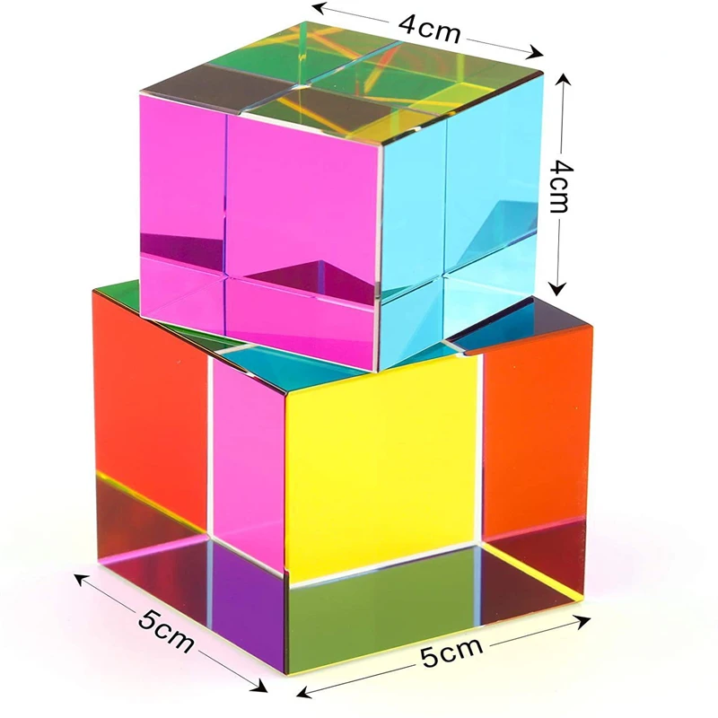Color Cube Crystal Prism Desktop Toy Ornament Mixed Cube for Learning Decoration Home optical prisms,photography prism