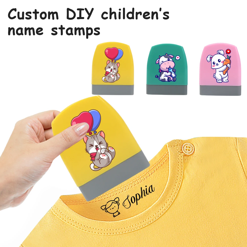 Name Stamp for Clothing personalized Non-Fading School Uniform Stamps Waterproof Name Sticker Kawaii Montessori Stamp