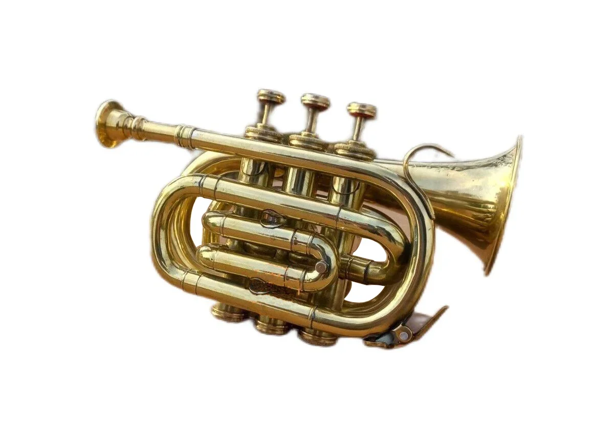 Professional Vintage Brass Trumpet Bb Pocket Trumpet 3 Valve Mouthpiece Gift