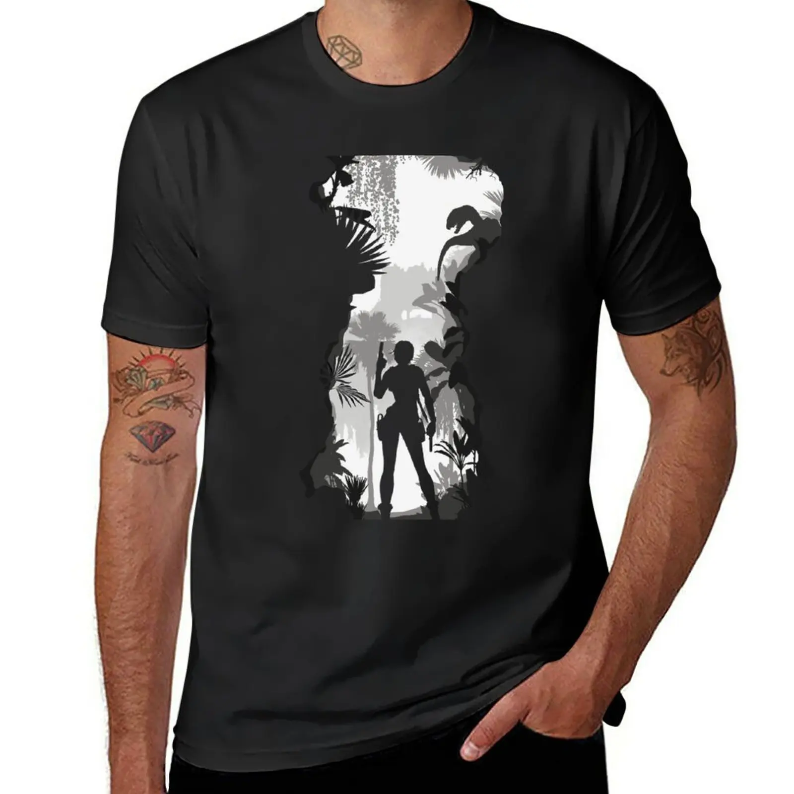 

New Lara croft in forest *HIGH QUALITY* T-Shirt kawaii clothes korean fashion summer tops mens t shirts casual stylish