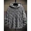 Men's Letter Embroidery Textured Drop Shoulder Fuzzy Hoodie, Regular Fit Casual Fashion Fall Streetwear Long Sleeve Hooded Sweat 6