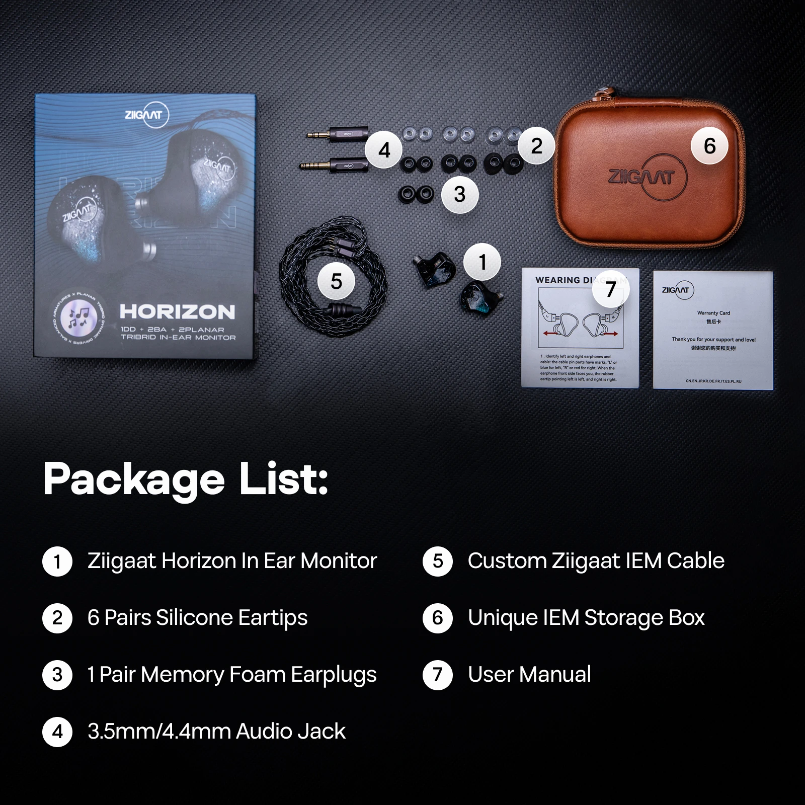 Linsoul ZiiGaat Horizon 1DD + 2BA + 2 Planar Tribrid IEM Earphones