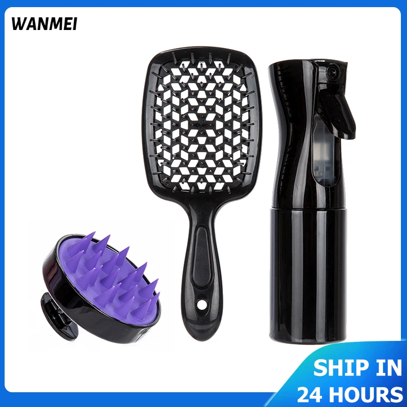 Barber Comb Set Care Hair Shampoo Brush Natural Wet Curly Hollow Detangling Hair Brush Set Salon Professional Hairdressing Tools