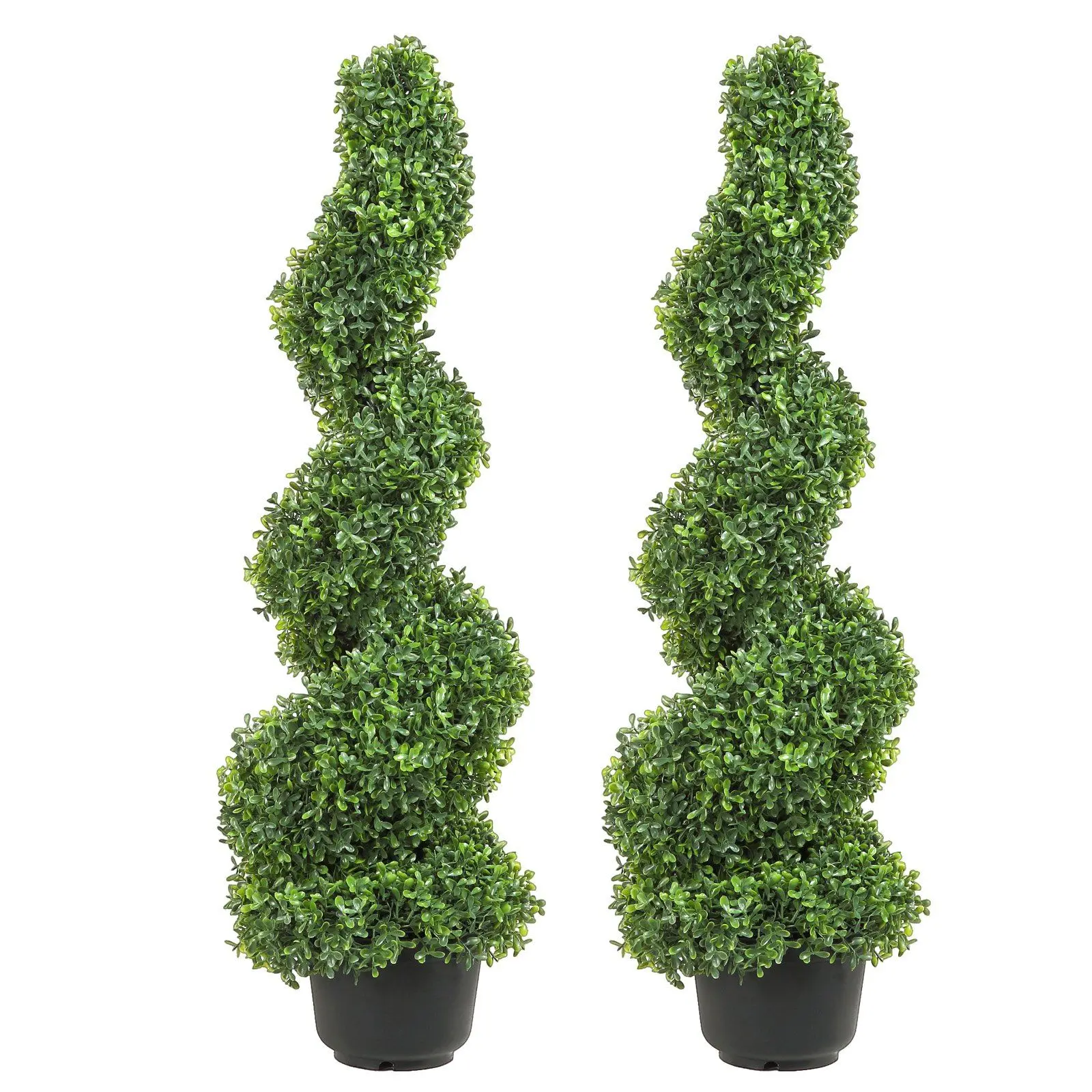 2 pcs. Artificial Boxwood Tower Topiary Spiral Plant 91cm high Decorative Plastic PE Iron Topiary