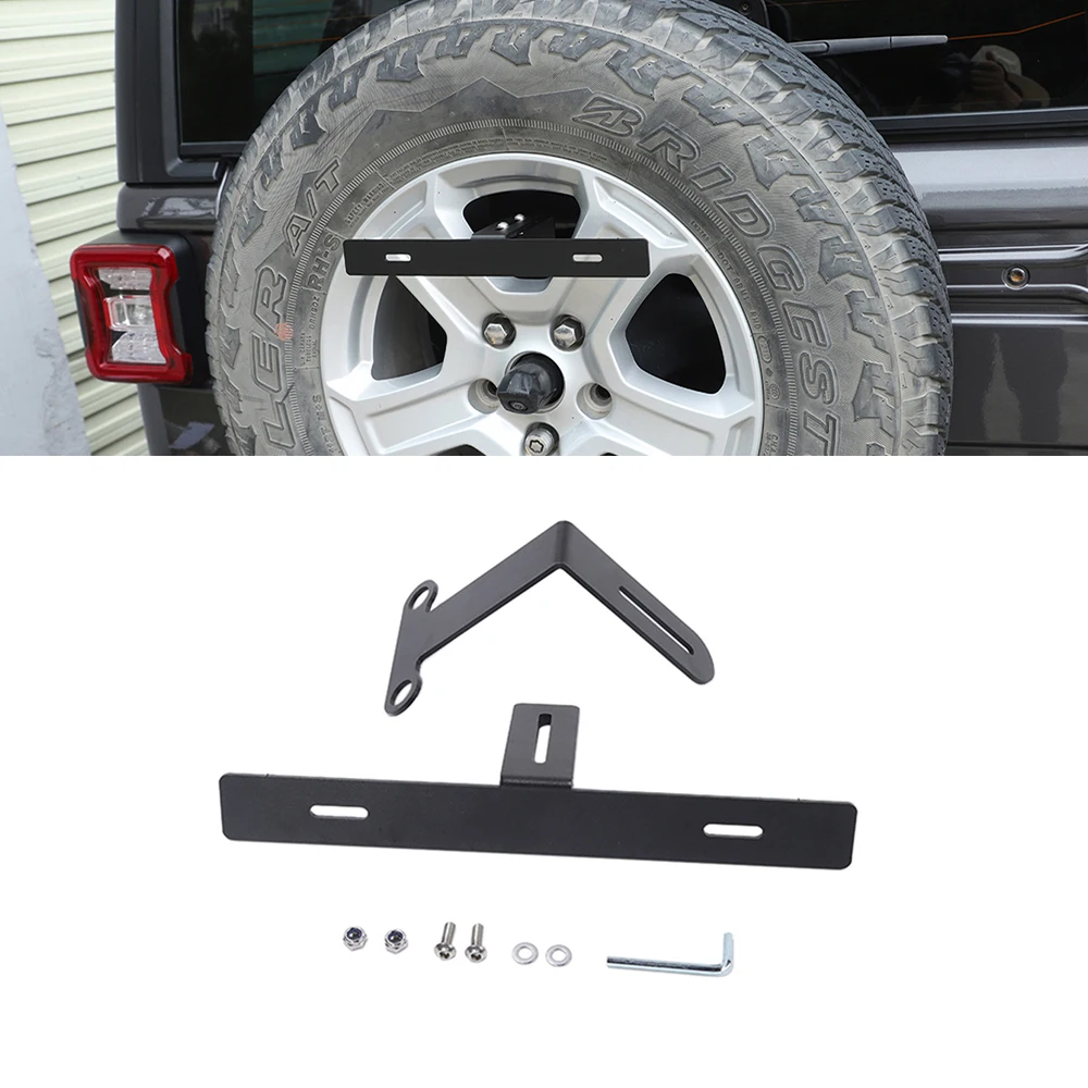 

Spare Tire License Plate Holder Mount Bracket for Jeep Wrangler JK JL Gladiator JT 2007-2023 Unlimited Car Accessories Black