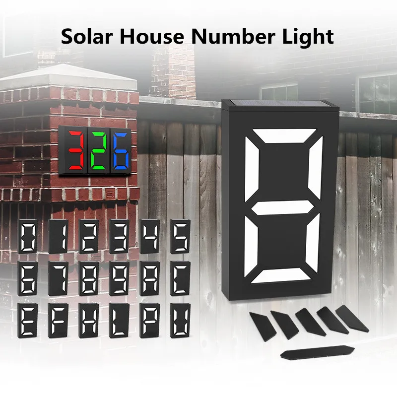 

LED Solar Light DIY Digital House Number Wall Lamp Outdoor Waterproof Villa Courtyard Sunlight Powered Solar Doorplate Lights
