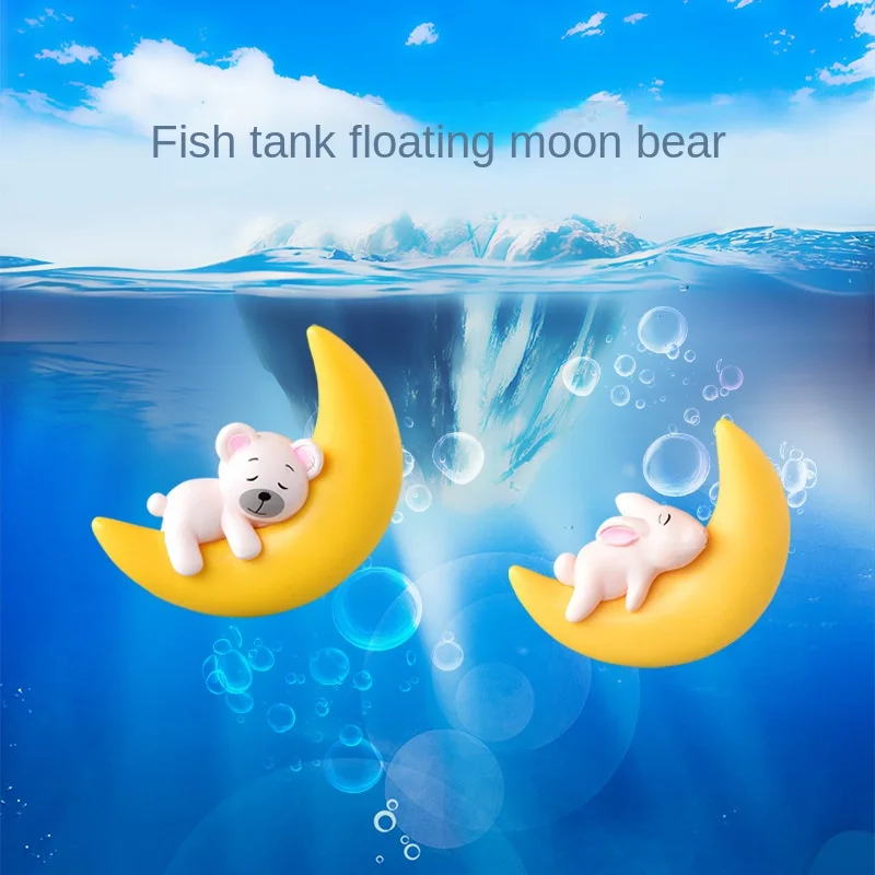 Fish Tank Floating Ball Moon Bear Ornamenti Paesaggistici Mondo Subacqueo Piccoli Ornamenti Moon Rabbit Ornaments