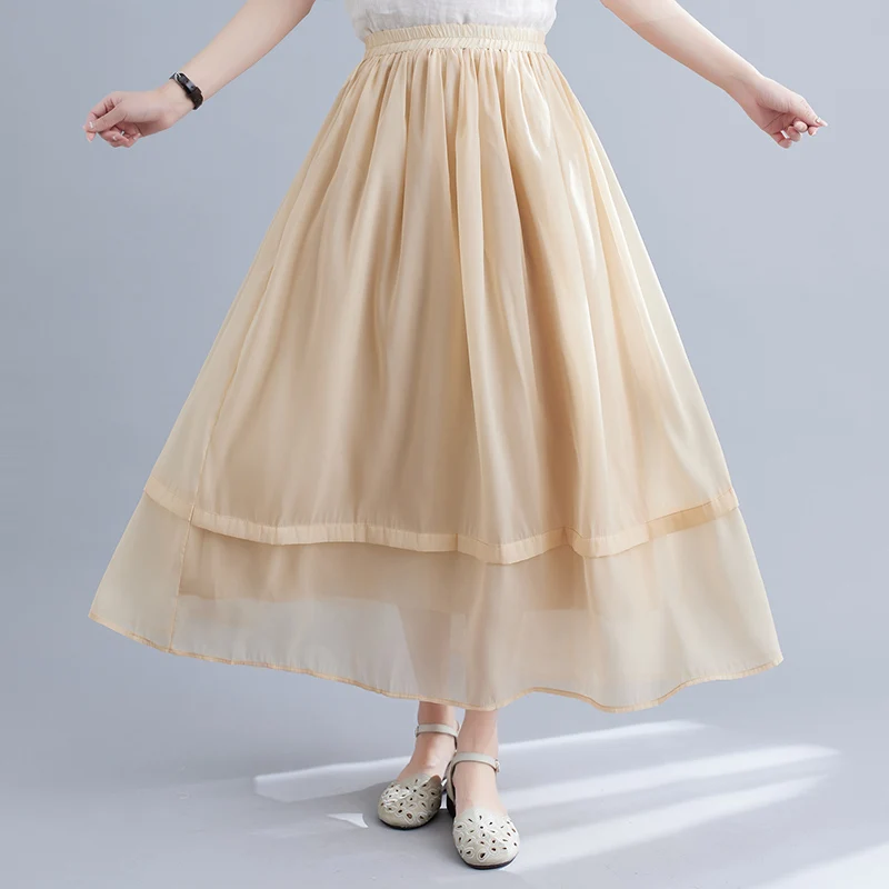 

Женская свободная юбка до щиколотки, Повседневная Милая трапециевидная юбка с эластичным поясом, модель V412 в декоративном стиле на лето, 2023