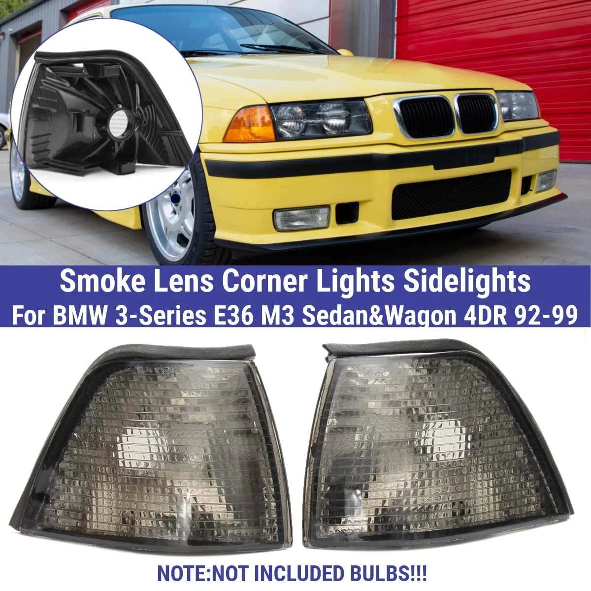 

1 Pair Car Corner Turn Signal Light Corner Lights Lamp With 4 Colors Lens For 3 Series E36 4DR 1992-1999 63138353279/63138353280