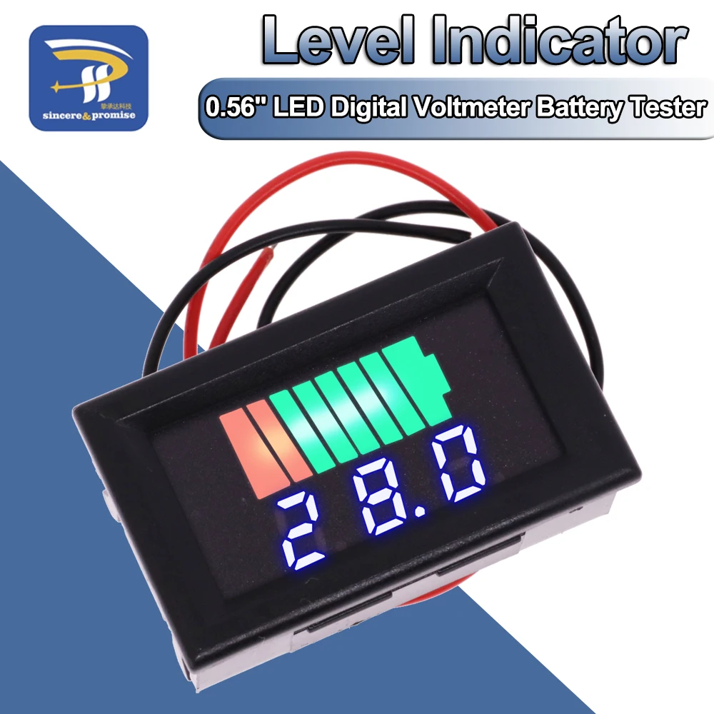 0.56" LED Digital Voltmeter Tester 12/24/36/48/60V Electric Vehicle Car Electricity Meter Test Battery Gauge Level Indicator