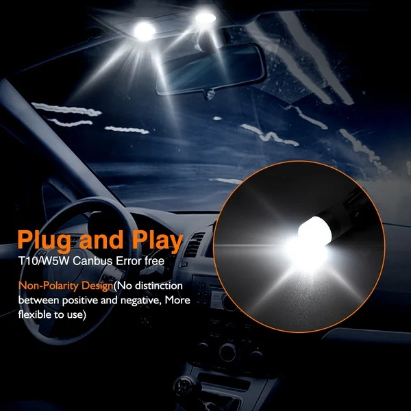 4X Error T10 Canbus 3030 Smd Led Car Parking Light 6000K car light bulb