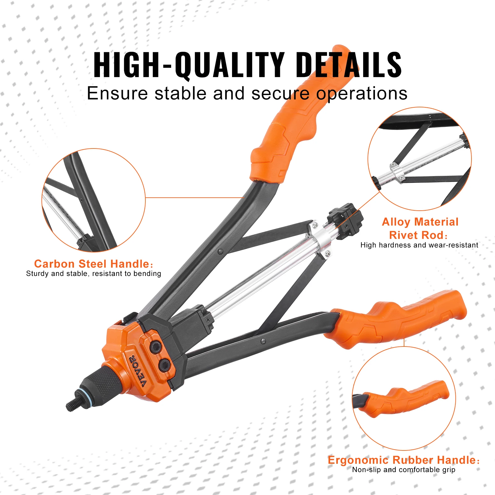 VEVOR 14" 16" Rivet Nut Tool Rivnut Tool Kit with Metric and SAE Mandrels 70PCS/186PCS Rivet Nuts With Rugged Carrying Case 3