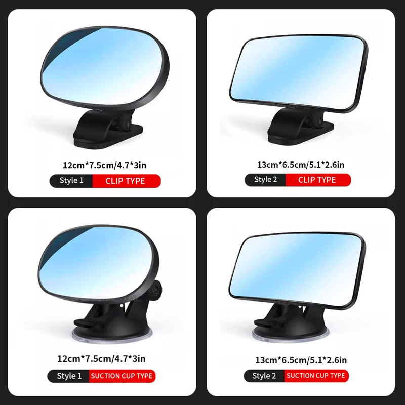 Car Interior Mirror Baby Mirrors Dashboard Suction Cup Windshield Sun Visor Plate Clips Auxiliary Observe Rear Mirror
