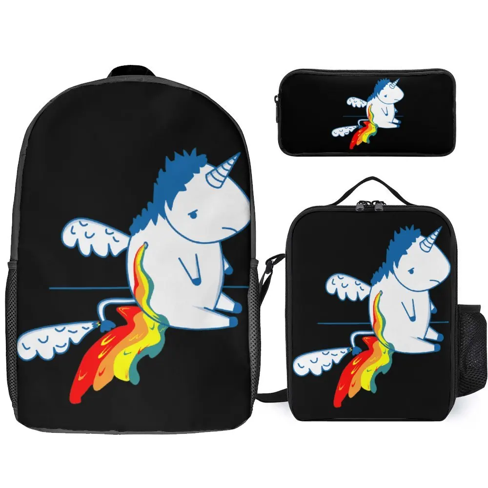 Deviidos De Unicornio Arcoiris Unicornio Arcoiris Pacchetto Di Fanteria Accogliente Duraturo 3 In 1 Set Zaino Da 17 Pollici Borsa Per Il Pranzo Borsa 