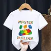 Master Builder Blocks Building Print Cartoon Kids T shirt Girls Summer Tops Baby Boys Clothes Children Short Sleeve T-shirts 2