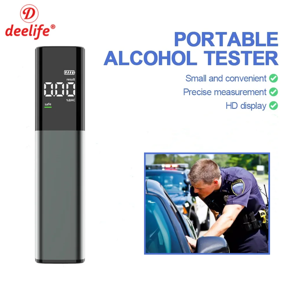 Alcohol Tester Breathalyzer Type-C Charging LED Display Portable