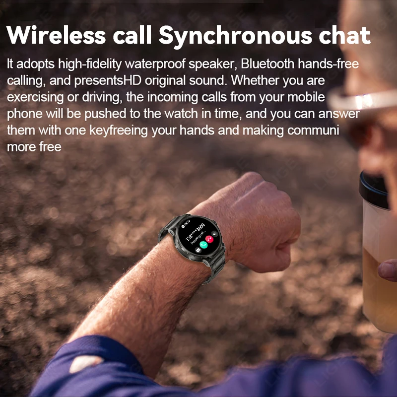 LIGE New Outdoor Sports Fitness GPS Track Smartwatch HD Bluetooth Call 710 mah IP68 Waterproof Blood Pressure Blood Oxygen Watch 5