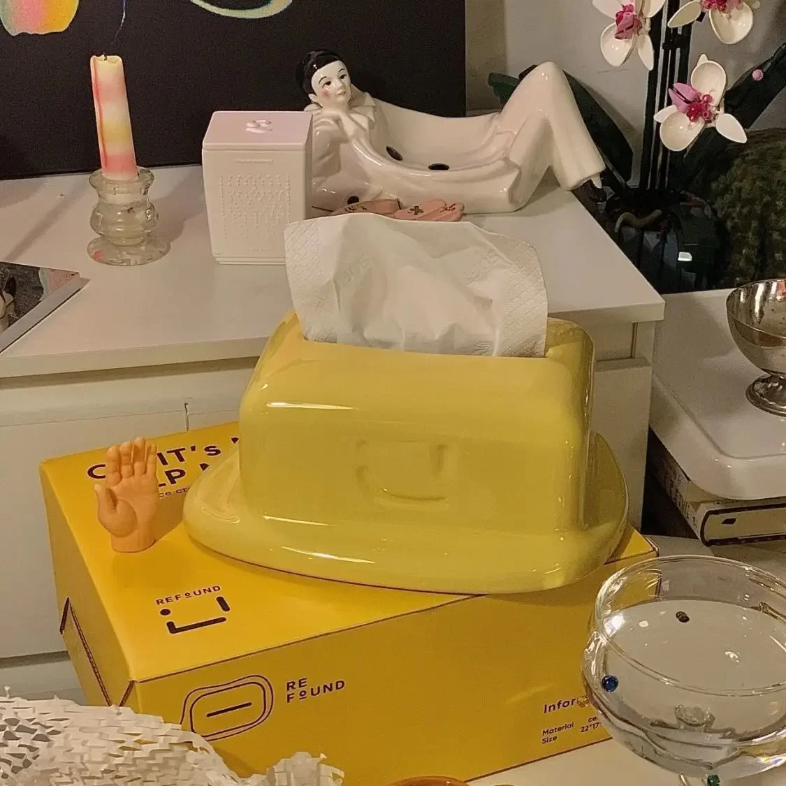 Ins Ceramic Tissue Box French Cute Paper Storage Box Napkin Holder Desktop Ornaments Bedroom Restaurant Office Home Decor 5