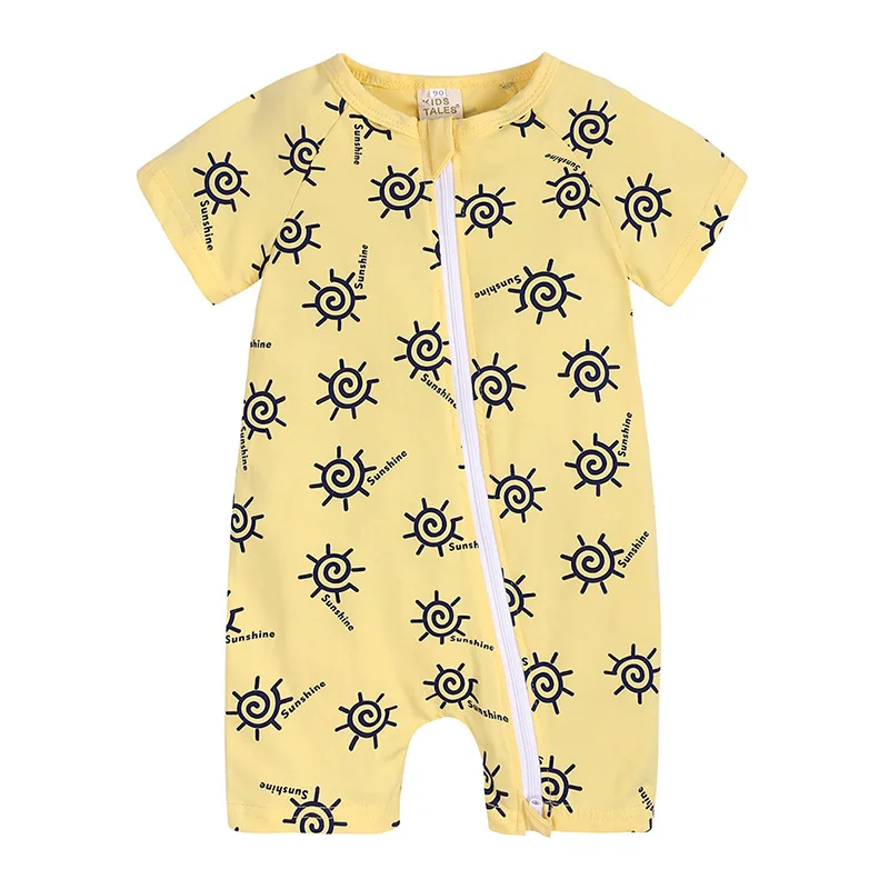 

European and American Baby Onesies Summer New Cartoon Kids Short Sleeve Zipper Romper Boys Girls Newborn Clothes