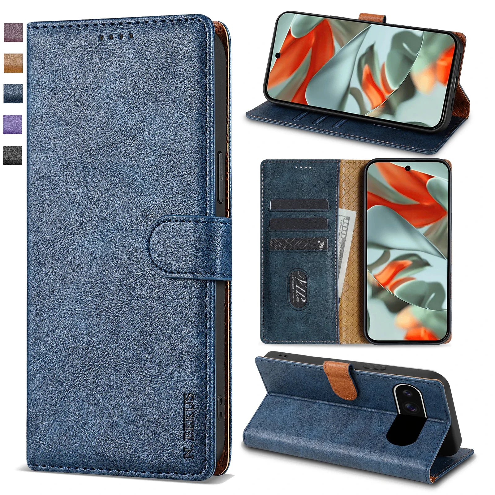 Premium Business Leather Phone Case with Book Flip Design and Card Slots Wallet Cover