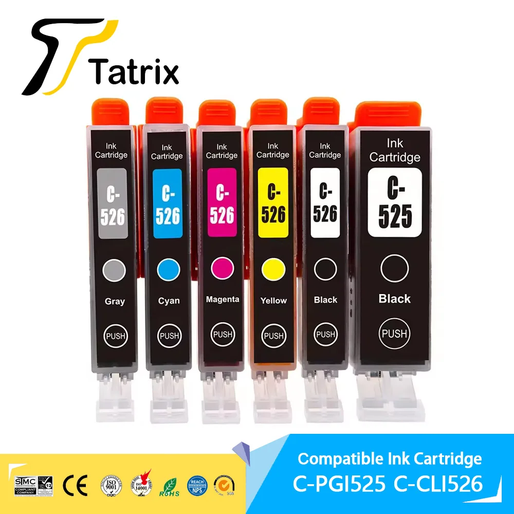 

Tatrix PGI-525 PGI525 CLI-526 CLI526 Premium Color Compatible InkJet Ink Cartridge for Canon PIXMA MG6150/MG6250/MG8150/ Printer