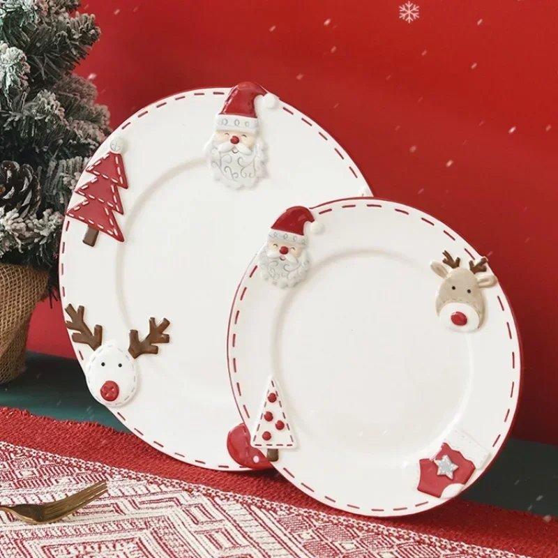 Servizio Piatti Natalizi 18 Pezzi Porcellana Bone China 6 Persone Piatto Piano Fondo Dessert Decorazione Gnomi Tavola Natale Certificati Contatto