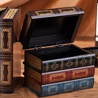 Retro Style Wooden Book-Shaped Storage Box | With Lid & Stackable Design, Exquisite Book Appearance - Desktop Storage Essential 1