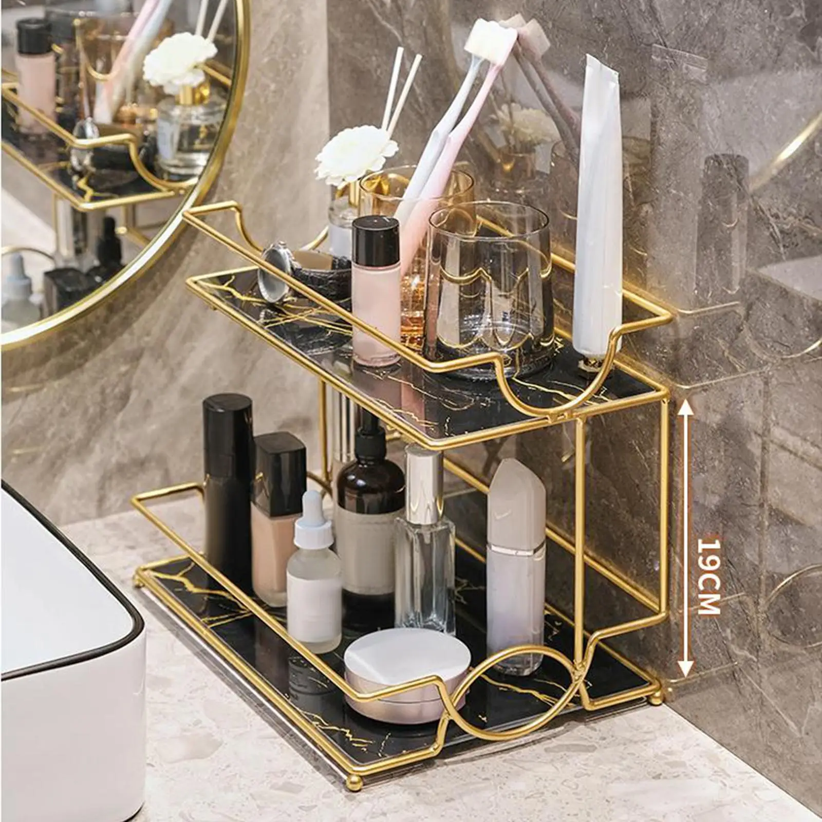 Bathroom Organizer Countertop Gold, 2 Tier Bathroom Vanity Organizer Makeup  Shelf Removable Tier Tray for Dresser,Bedroom - AliExpress