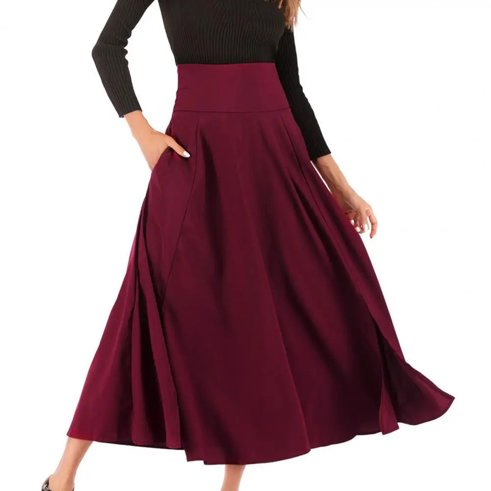 New Boho Vintage Women Pleated Maxi Skirts High Waist Bandage Bownot Party Solid Color Ladies Elegant Pleated Maxi Skirt Clothes