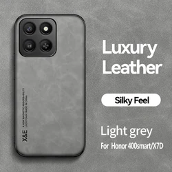 Luxury PU Leather Magnetic Shockproof Back Case with Metal Plate - Stylish and Durable Phone Shell - Honor 400 smart (GRAY)