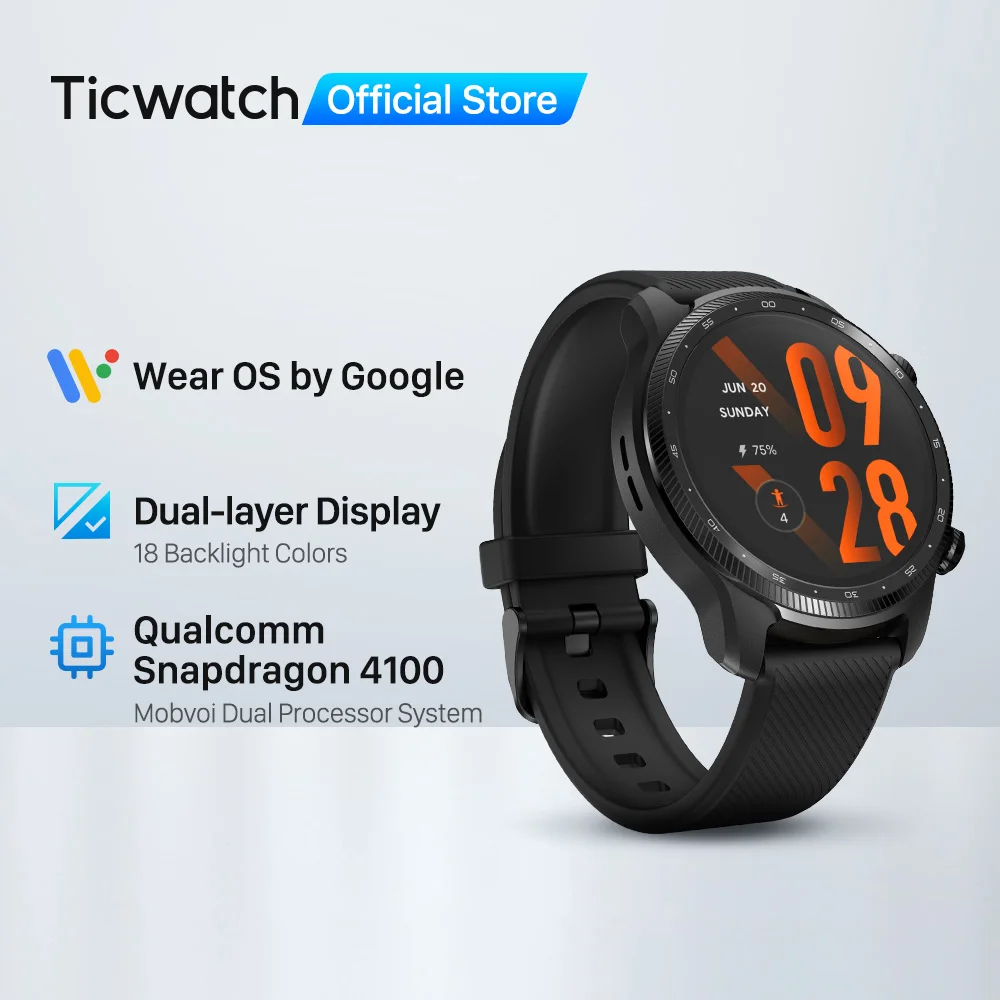 TicWatch Pro 3 Ultra GPS Wear OS Smartwatch Masculino Qualcomm 4100 Mobvoi Sistema de Processador Duplo Relógio Monitoramento de Oxigênio no Sangue image_0