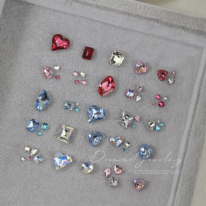 

Heart sapped Nail Art Rhinestone Pointed Bottom Flash High Quality Crystal Stone 3D Finger Nail DIY Decoration Accessories