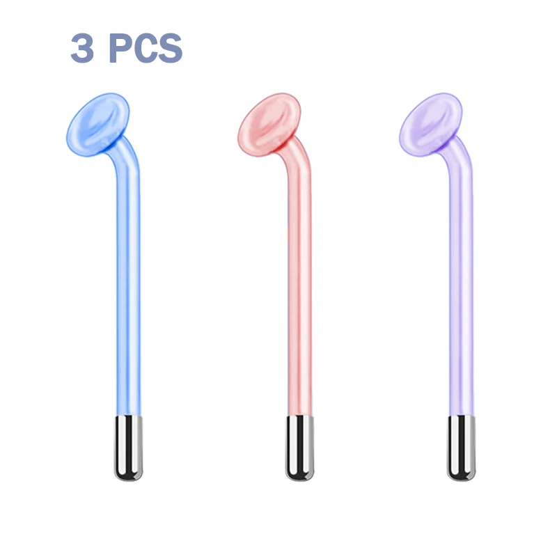 Neck Face Massager Facial Acne Wand Electrotherapy Skin Care Tool 3pc Mushroom High Frequency Electrode Neon Argon Gas Violet Ray Face Massage Wand for Facia Acne Treatment Skin Wrinkle Remove